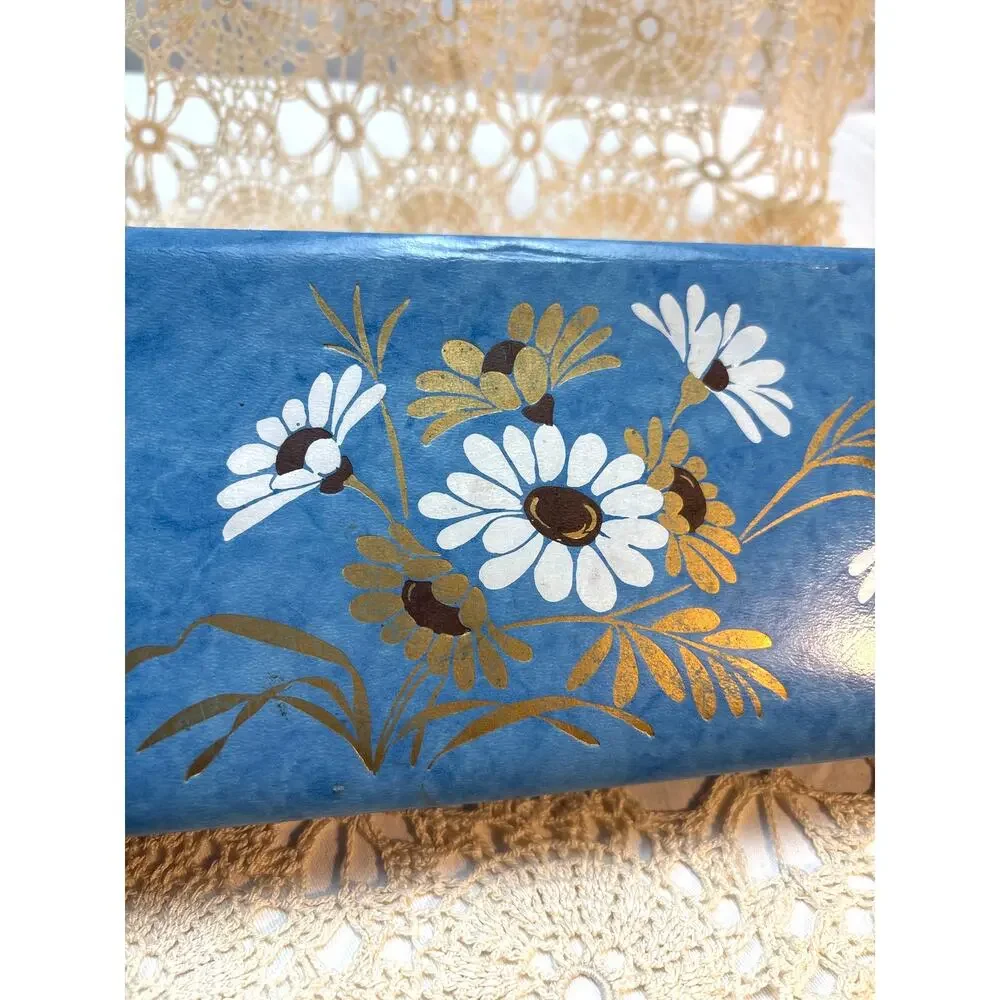 1970s Stationary Pencil Boxes Retro Flower Power Storage Decor Set of Two (2)